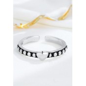 LDR24323 S925純銀復古心形開口戒指