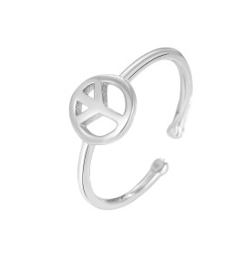 LDR24325 S925純銀和平標開口戒指