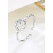 LDR24325 S925純銀和平標開口戒指