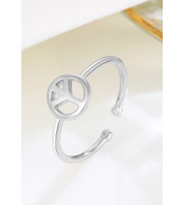LDR24325 S925純銀和平標開口戒指