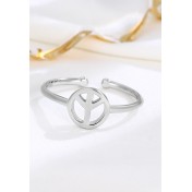 LDR24325 S925純銀和平標開口戒指