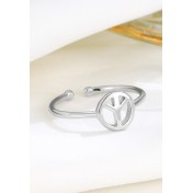 LDR24325 S925純銀和平標開口戒指