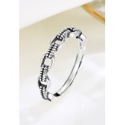 LDR24326 S925純銀復古圓圈開口戒指