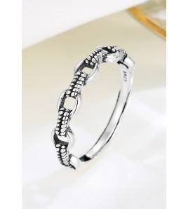 LDR24326 S925純銀復古圓圈開口戒指