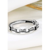 LDR24326 S925純銀復古圓圈開口戒指