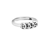 LDR24327 S925純銀復古銅錢開口戒指