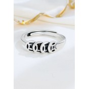 LDR24327 S925純銀復古銅錢開口戒指