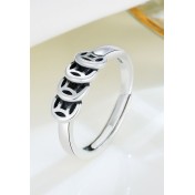 LDR24327 S925純銀復古銅錢開口戒指