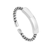 LDR24329 S925純銀復古光面扭花開口戒指