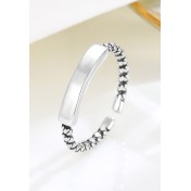 LDR24329 S925純銀復古光面扭花開口戒指