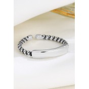 LDR24329 S925純銀復古光面扭花開口戒指