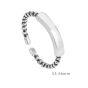 LDR24329 S925純銀復古光面扭花開口戒指