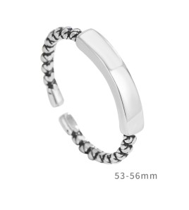 LDR24329 S925純銀復古光面扭花開口戒指