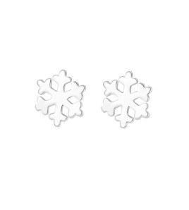 LDR24330 S925純銀簡約光面雪花耳環