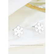 LDR24330 S925純銀簡約光面雪花耳環