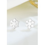 LDR24330 S925純銀簡約光面雪花耳環