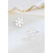 LDR24330 S925純銀簡約光面雪花耳環