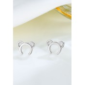 LDR24331 S925純銀簡約迷你小熊耳環