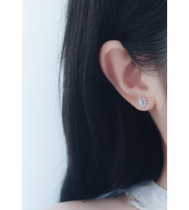 LDR24332 S925純銀鋯石花朵耳釘耳環