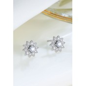 LDR24332 S925純銀鋯石花朵耳釘耳環