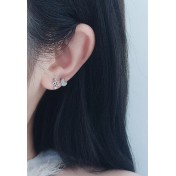 LDR24334 S925純銀簡約星星月亮不對稱耳環