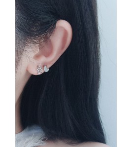 LDR24334 S925純銀簡約星星月亮不對稱耳環