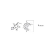 LDR24334 S925純銀簡約星星月亮不對稱耳環