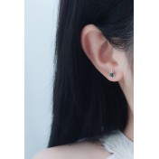 LDR24335 S925純銀滴釉可愛黑色貓咪耳環