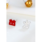LDR24336 S925純銀滴釉可愛卡通不對稱耳環