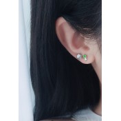 LDR24337 S925純銀滴釉可愛白菜小豬不對稱耳環