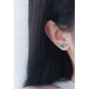 LDR24338 S925純銀藍色星球月亮不對稱耳環