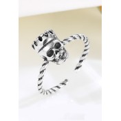 LDR24341 S925純銀古皇冠骷髏頭開口戒指