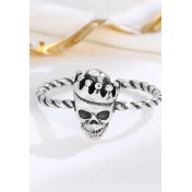 LDR24341 S925純銀古皇冠骷髏頭開口戒指