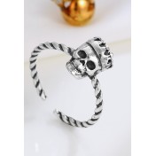 LDR24341 S925純銀古皇冠骷髏頭開口戒指