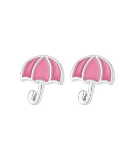 LDR24345 S925純銀粉色雨傘耳環