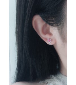 LDR24345 S925純銀粉色雨傘耳環