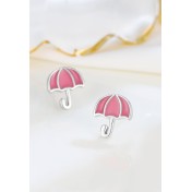 LDR24345 S925純銀粉色雨傘耳環