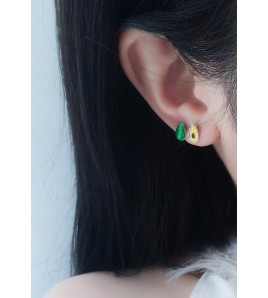 LDR24347 S925純銀簡約牛油果不對耳環