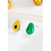 LDR24347 S925純銀簡約牛油果不對耳環