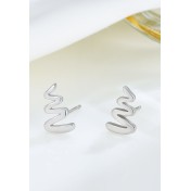 LDR24349 S925純銀簡約波浪紋耳環