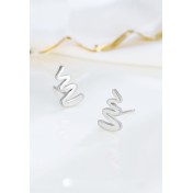 LDR24349 S925純銀簡約波浪紋耳環