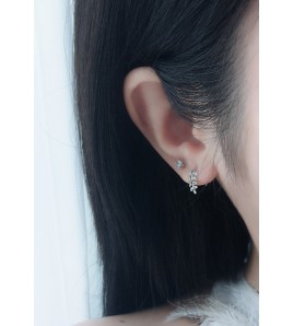 LDR24350 S925純銀簡約個性樹葉耳環