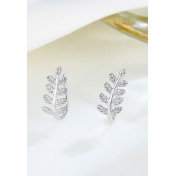 LDR24350 S925純銀簡約個性樹葉耳環