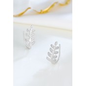 LDR24350 S925純銀簡約個性樹葉耳環