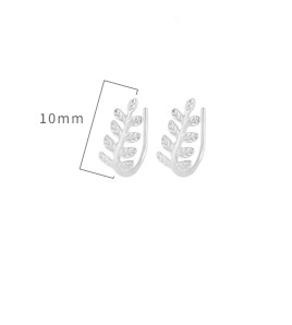 LDR24350 S925純銀簡約個性樹葉耳環