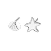 LDR24351 S925純銀滴釉白色貝殼海星耳環