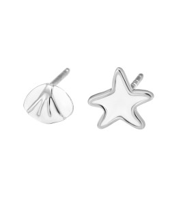 LDR24351 S925純銀滴釉白色貝殼海星耳環