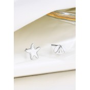 LDR24351 S925純銀滴釉白色貝殼海星耳環