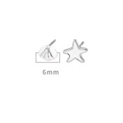 LDR24351 S925純銀滴釉白色貝殼海星耳環