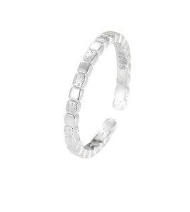 LDR24353 S925純銀簡約方塊開口戒指